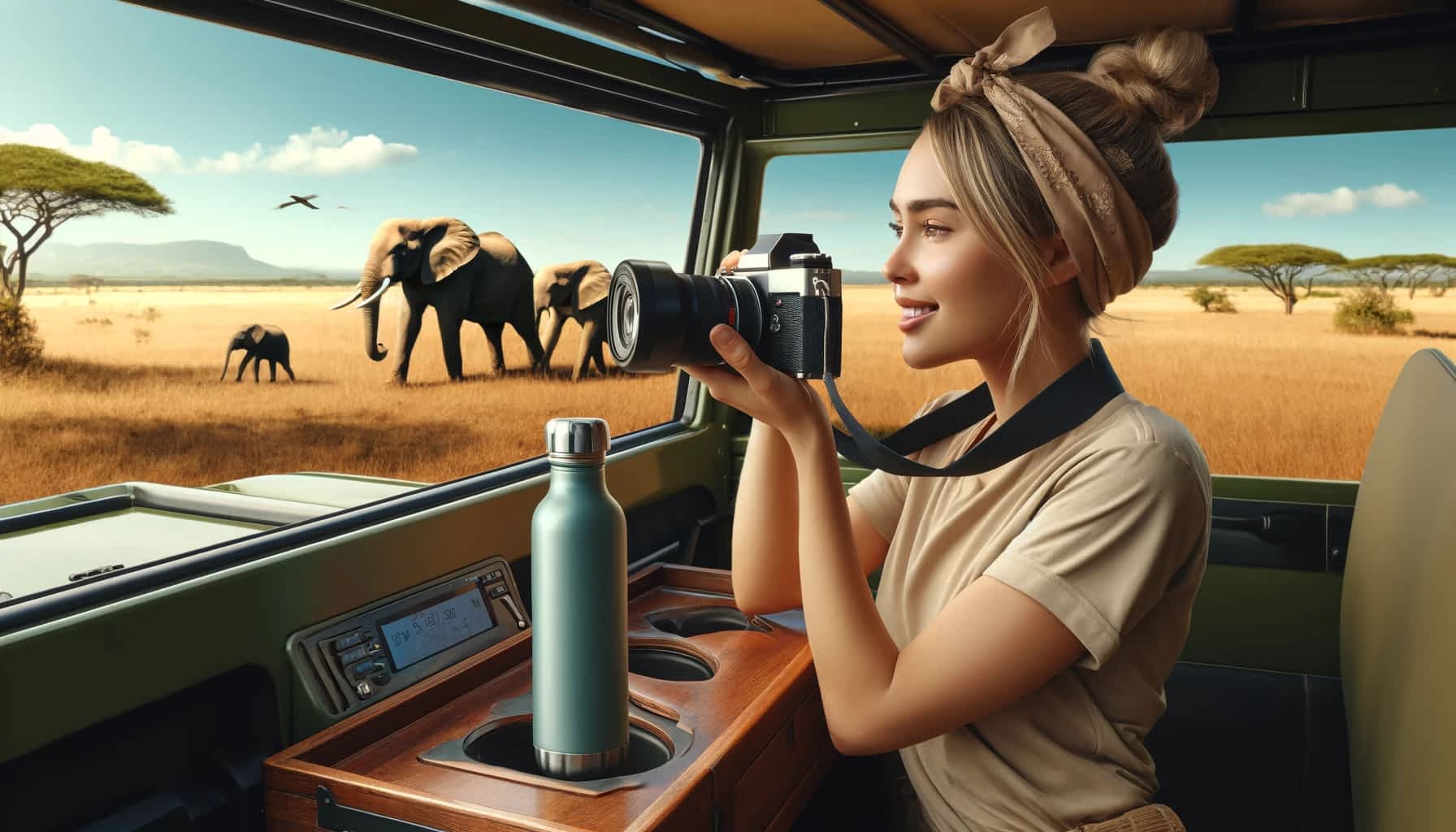 on safari taking photos