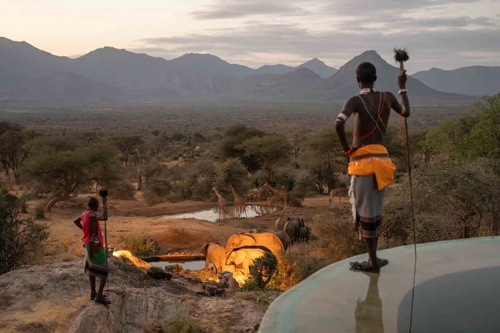 view from lounge area of Waterhole at Sarara camp