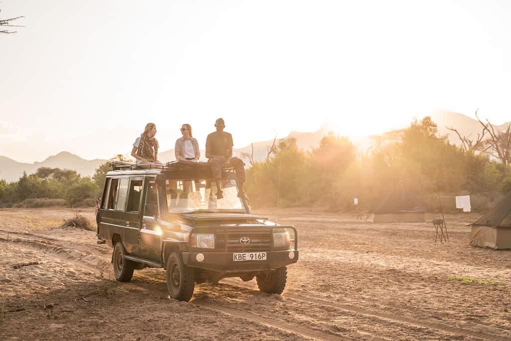 rooftop seats on safari vehicles at sarara camp