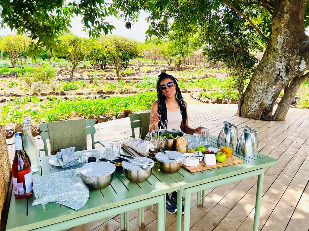 Private lunch at a organic farm in the Maasai Mara